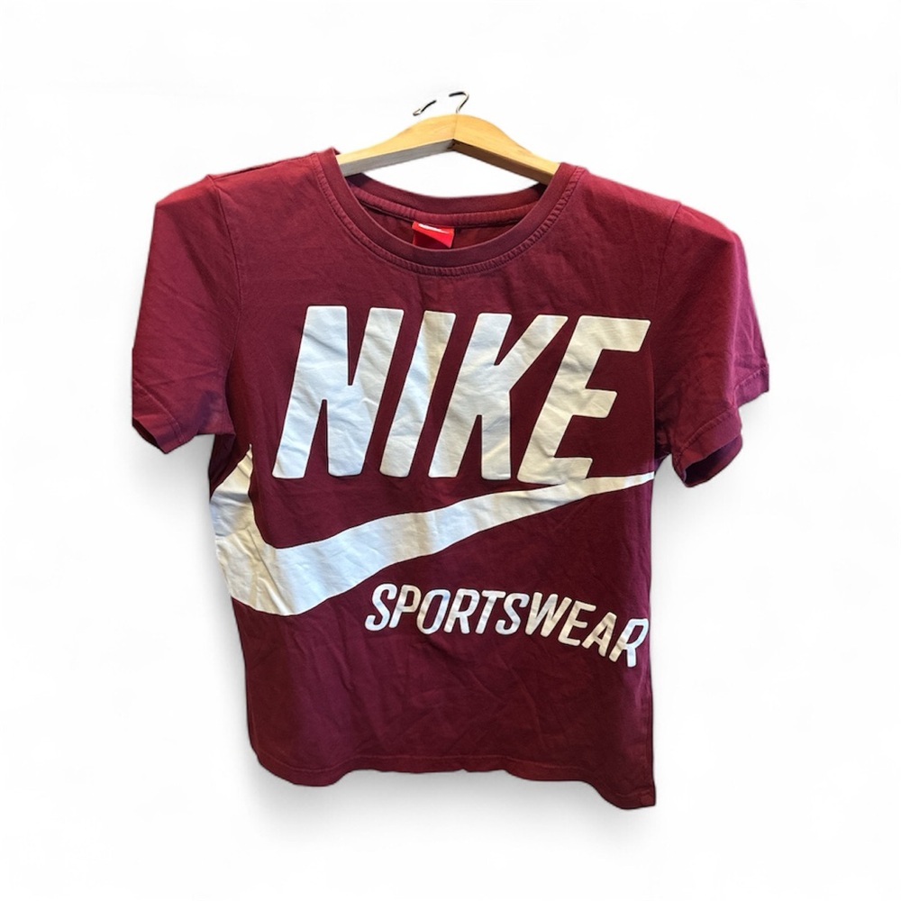 Nike Womens Size Medium Short Sleeve Deep Red Athletic Casual Cotton T-Shirt Tee